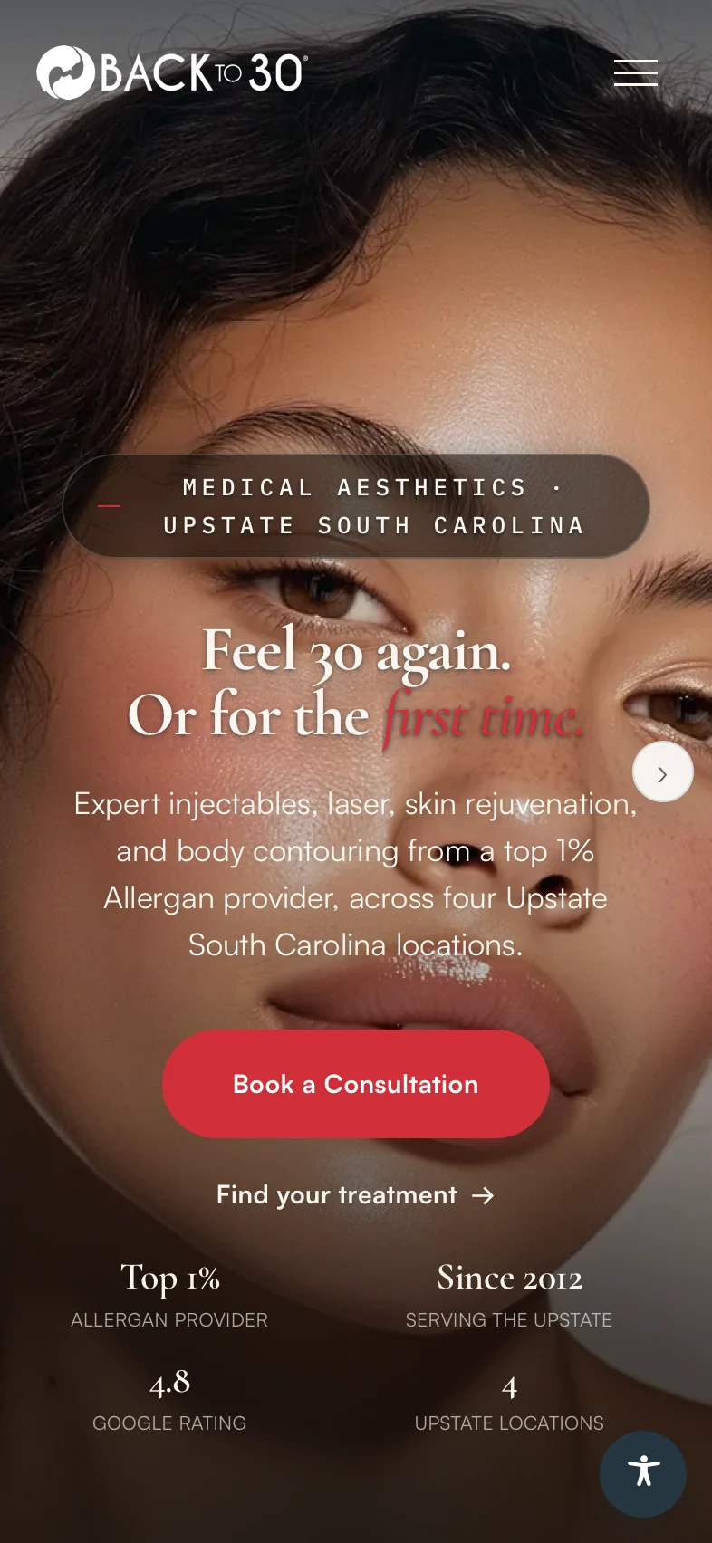 Back to 30 website on mobile, homepage