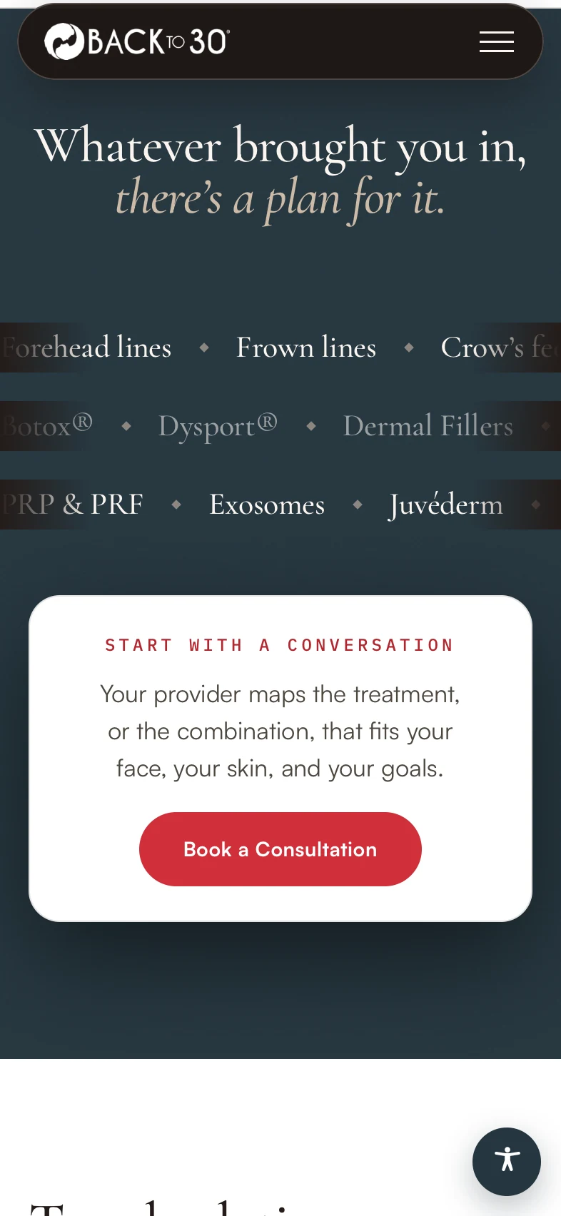 Back to 30 website on mobile, page details