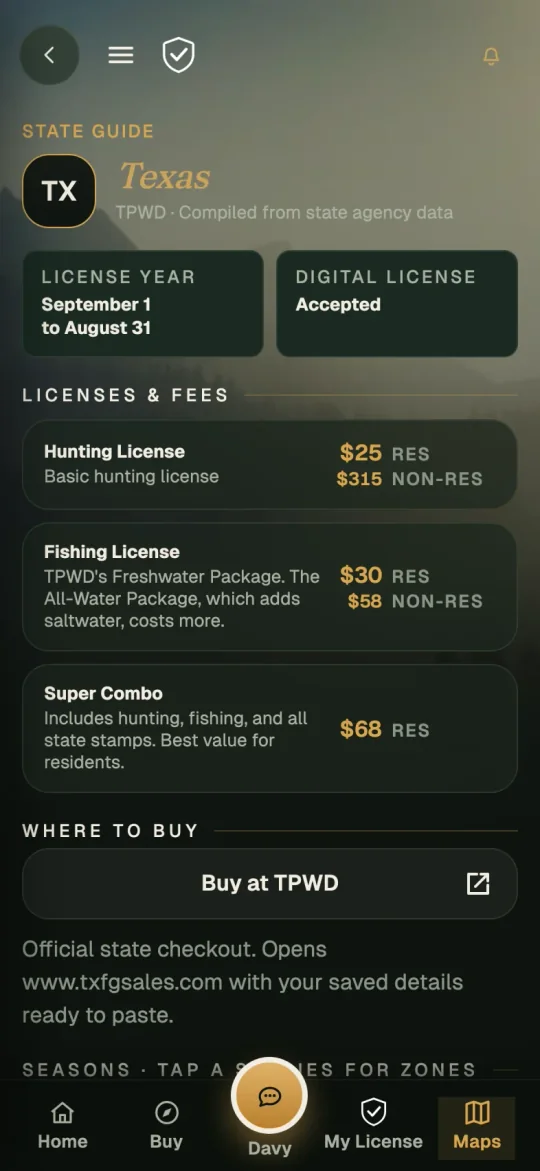 Crockett state license guidance in an iPhone mockup