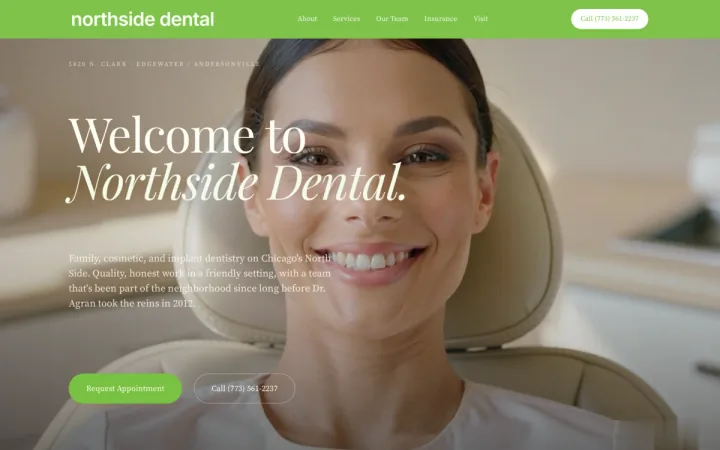 Northside Dental website, featuring the patient homepage