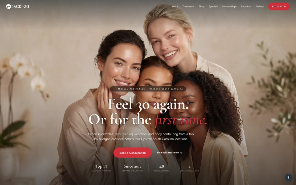 Back to 30 medical aesthetics website with treatment discovery and editorial photography