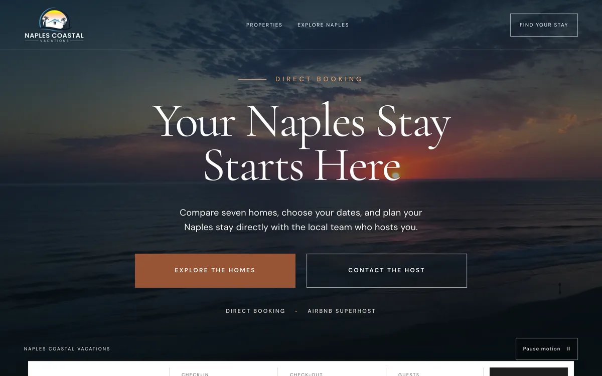 Naples Coastal Vacations website design